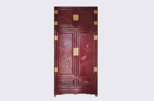 衡水高端中式家居装修深红色纯实木衣柜